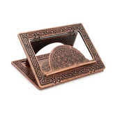 Koperkleurige boekstand met islamitische patronen, vintage look voor kunststoffen bureau